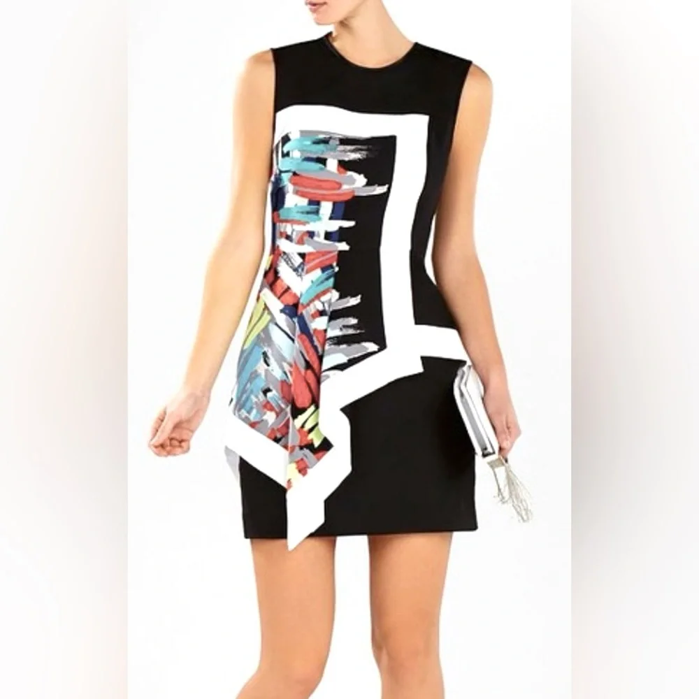 BCBGMaxAzria Sleeveless Alessandra Asymmetrical Handkerchief Peplum Mini Dress - Picture 1 of 10